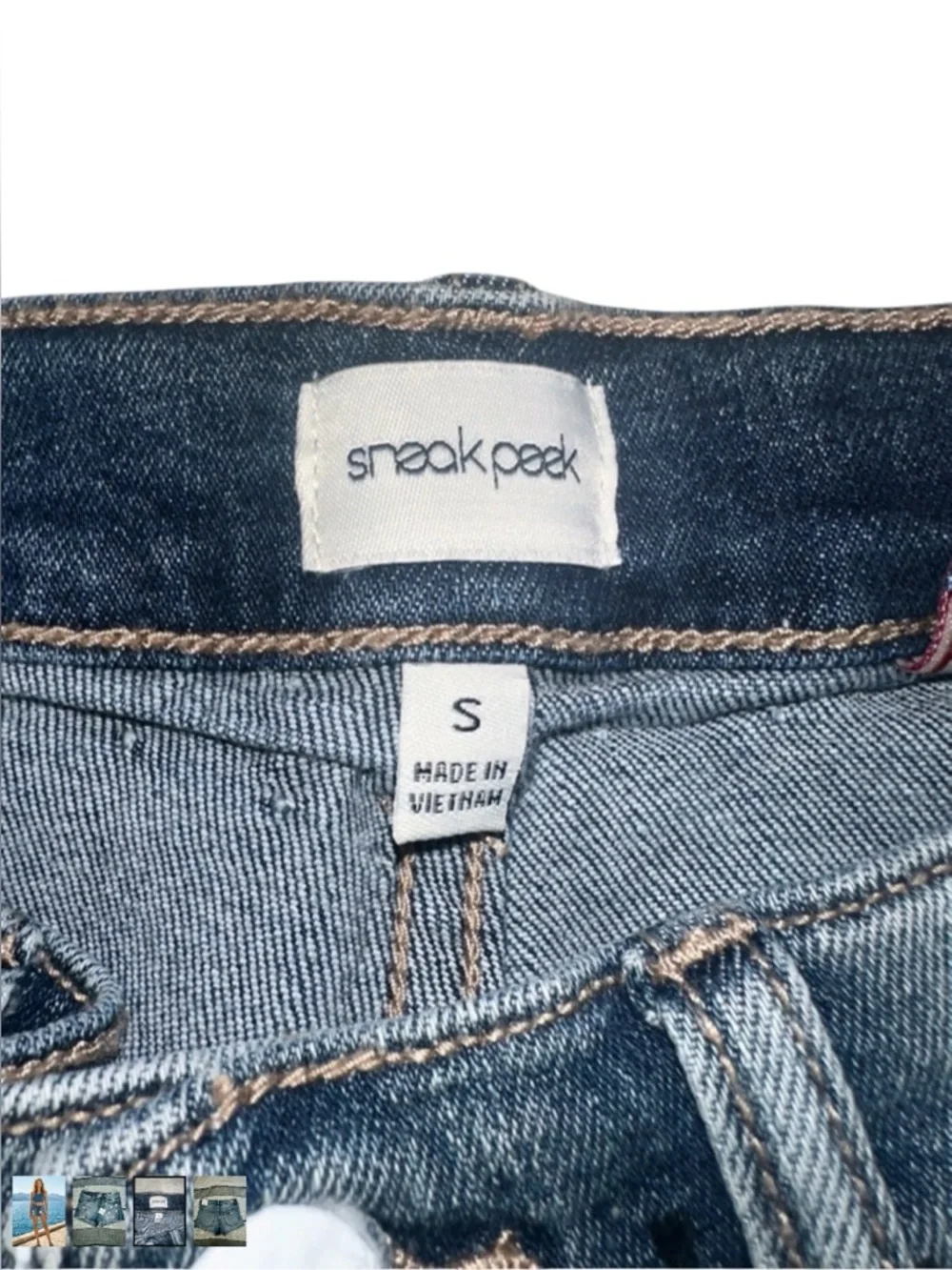 Sneak Peek Star Denim Shorts Small Distressed Mid Rise Cutoff NWT - Picture 2 of 6